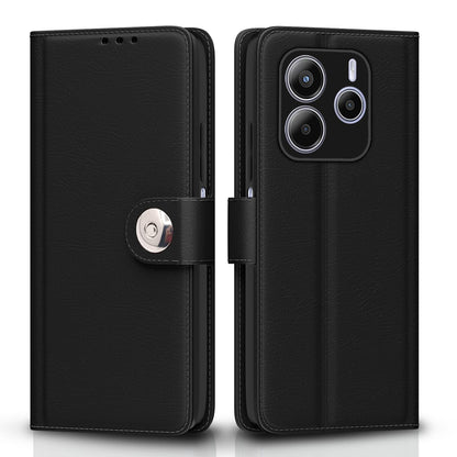 Redmi Note 14 5G Button wallet flip cover in black by Pikkme