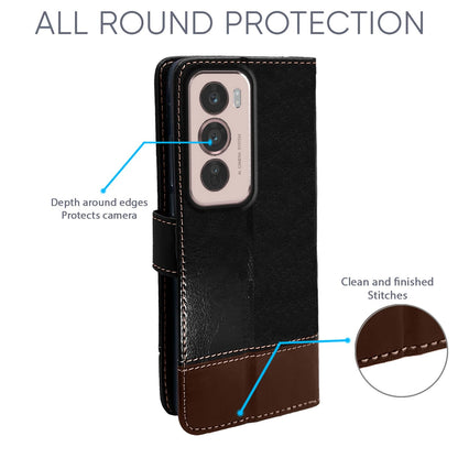 Pikkme black & brown Magnetic mobile flip cover for Oppo Reno 12 5G – photo 2