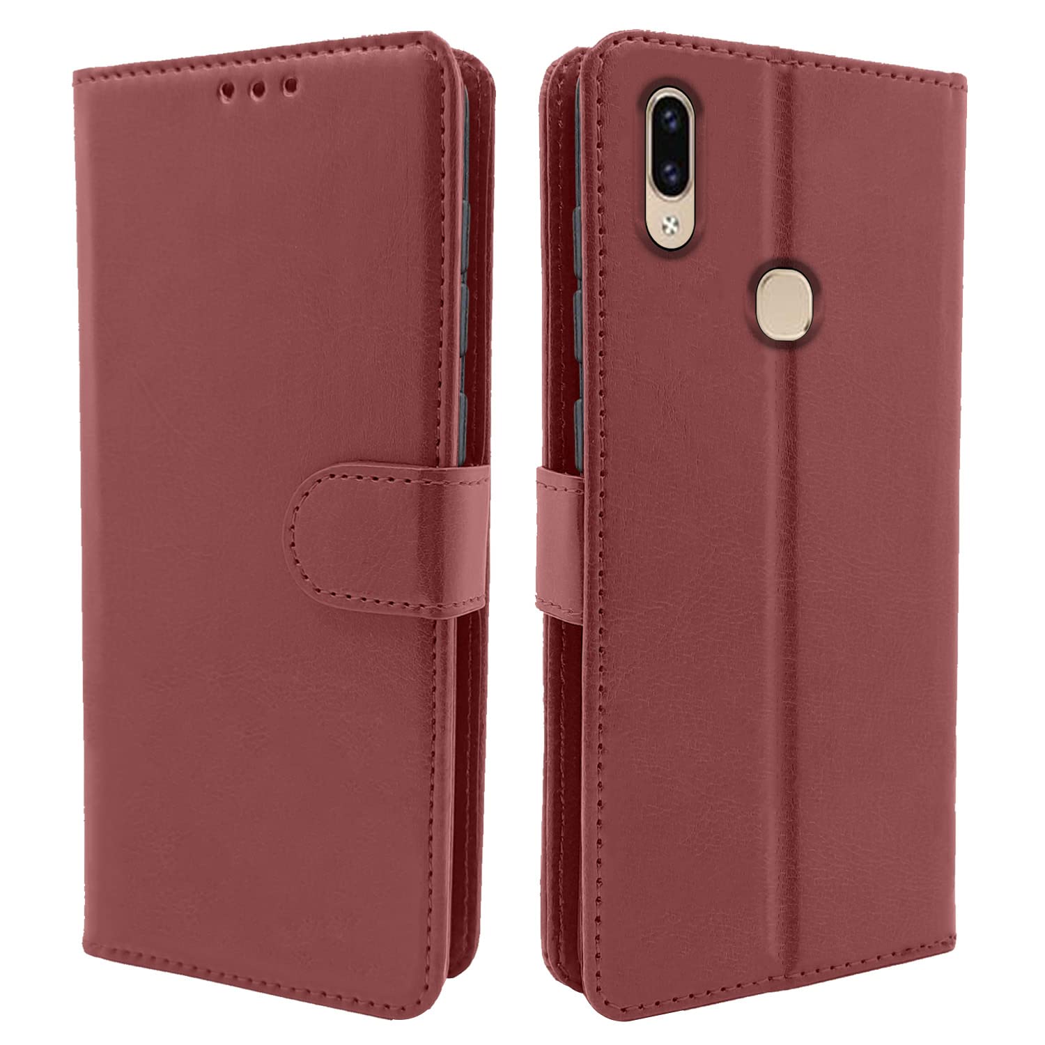 Pikkme Vivo V9/V9 Pro/V9 brown wallet flip cover