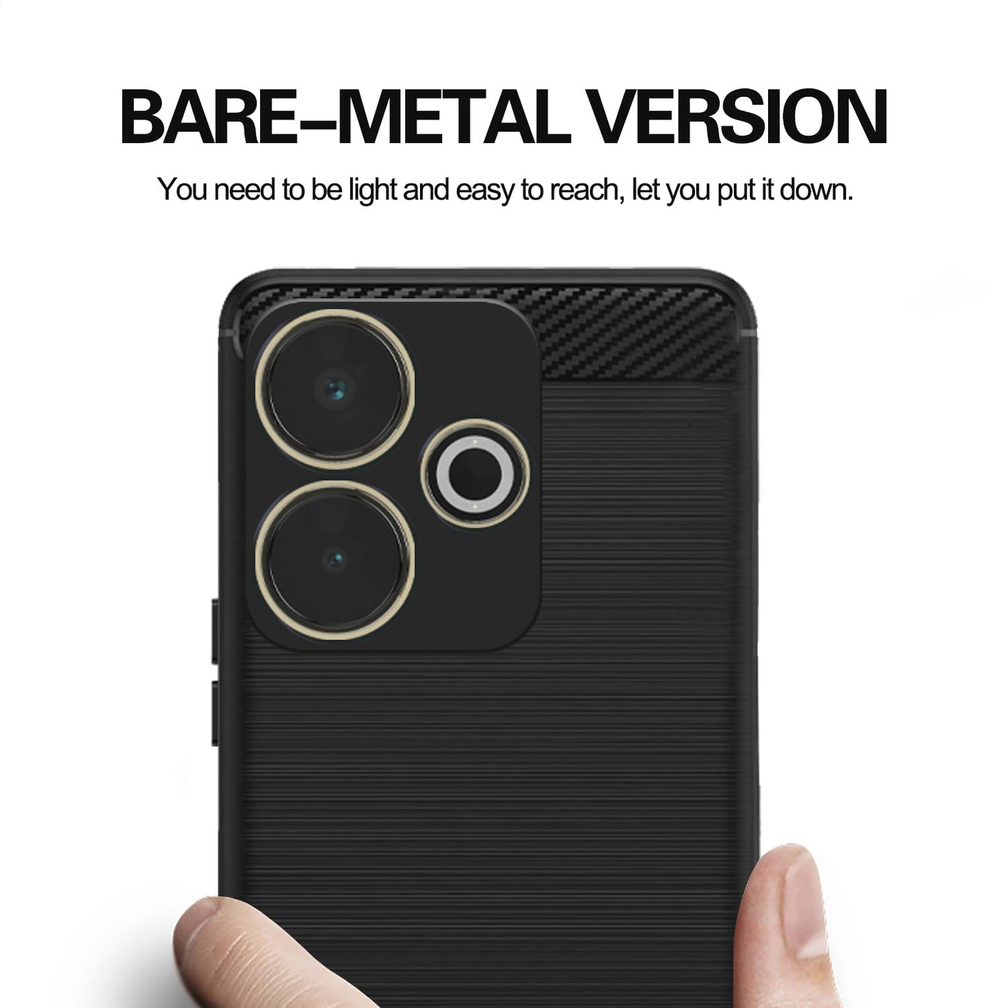 Pikkme  Redmi 13 5G Hybrid Carbon Fibre Back Cover (Black)