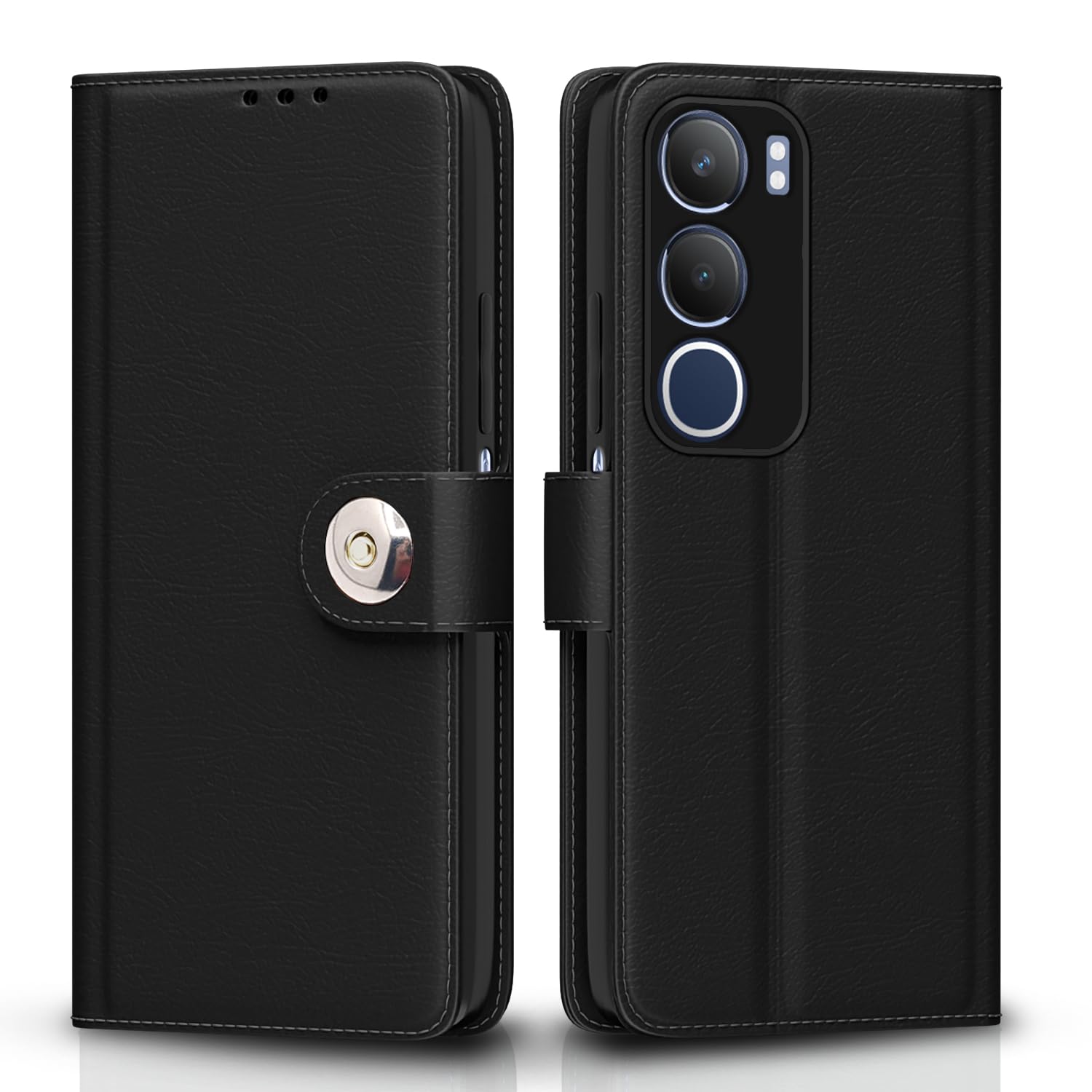Vivo Y19s Button mobile flip cover in black by Pikkme