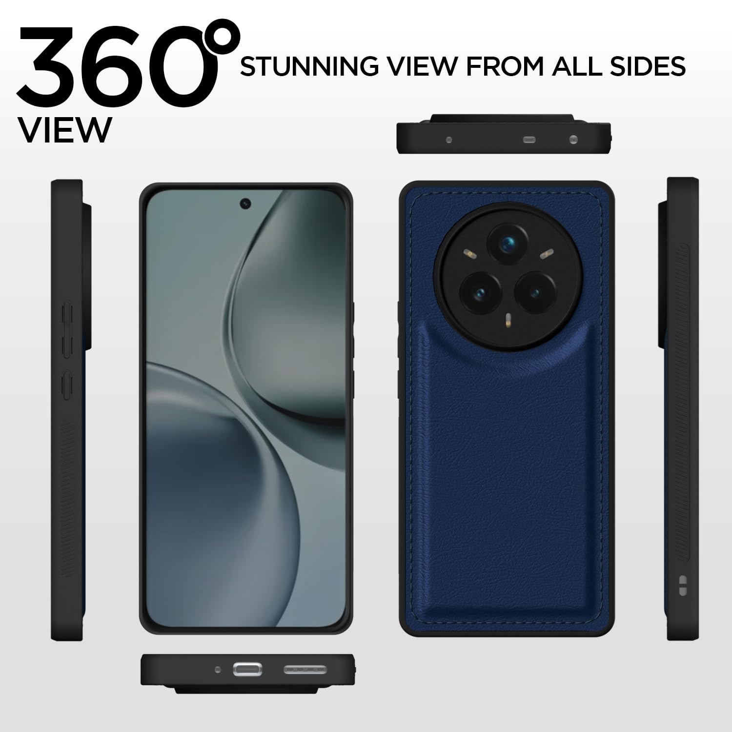 Pikkme Realme 14 Pro Plus 5G Leatherback Back Case (Blue)