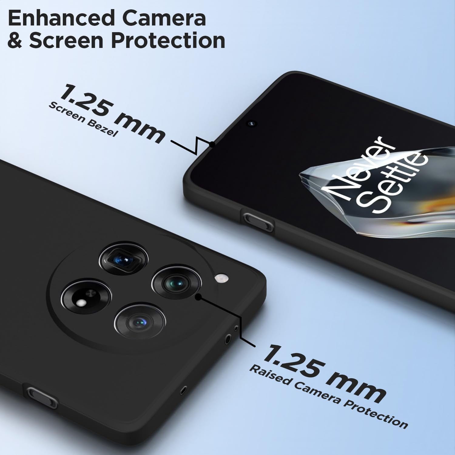 Pikkme One Plus 12 5G Soft Matte Silicone Shockproof Case (Black)