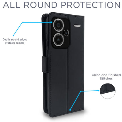 Pikkme Redmi Note 13 Pro Plus 5G  Vintage Flip Cover (Black)