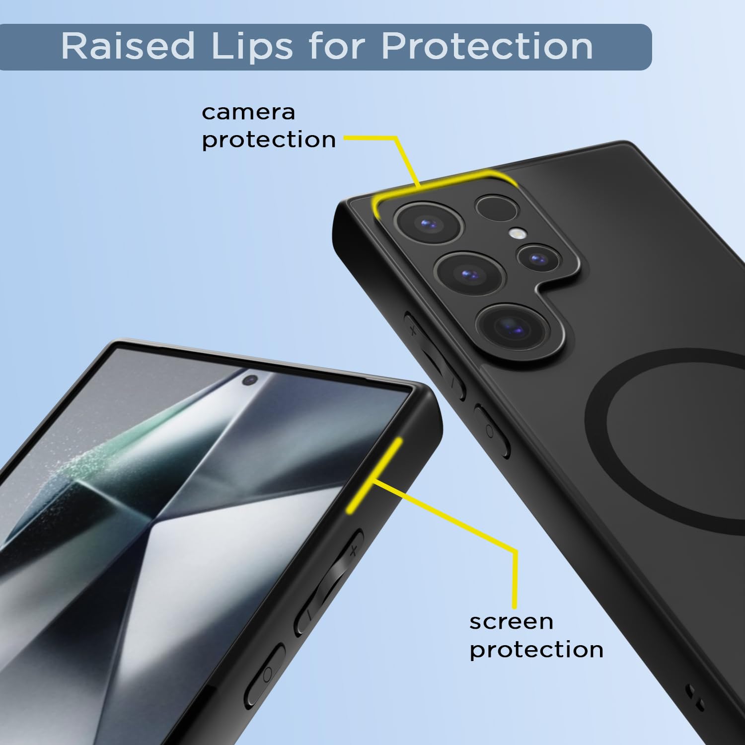 Pikkme Samsung Galaxy S24 Ultra 5G Eagle 2 Mag-Safe Smoke Shockproof Hard Transparent Back Cover (Black)