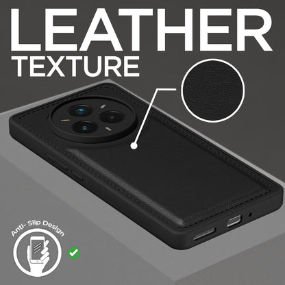 Pikkme Realme 14 Pro Plus 5G Leatherback Back Case (Black)