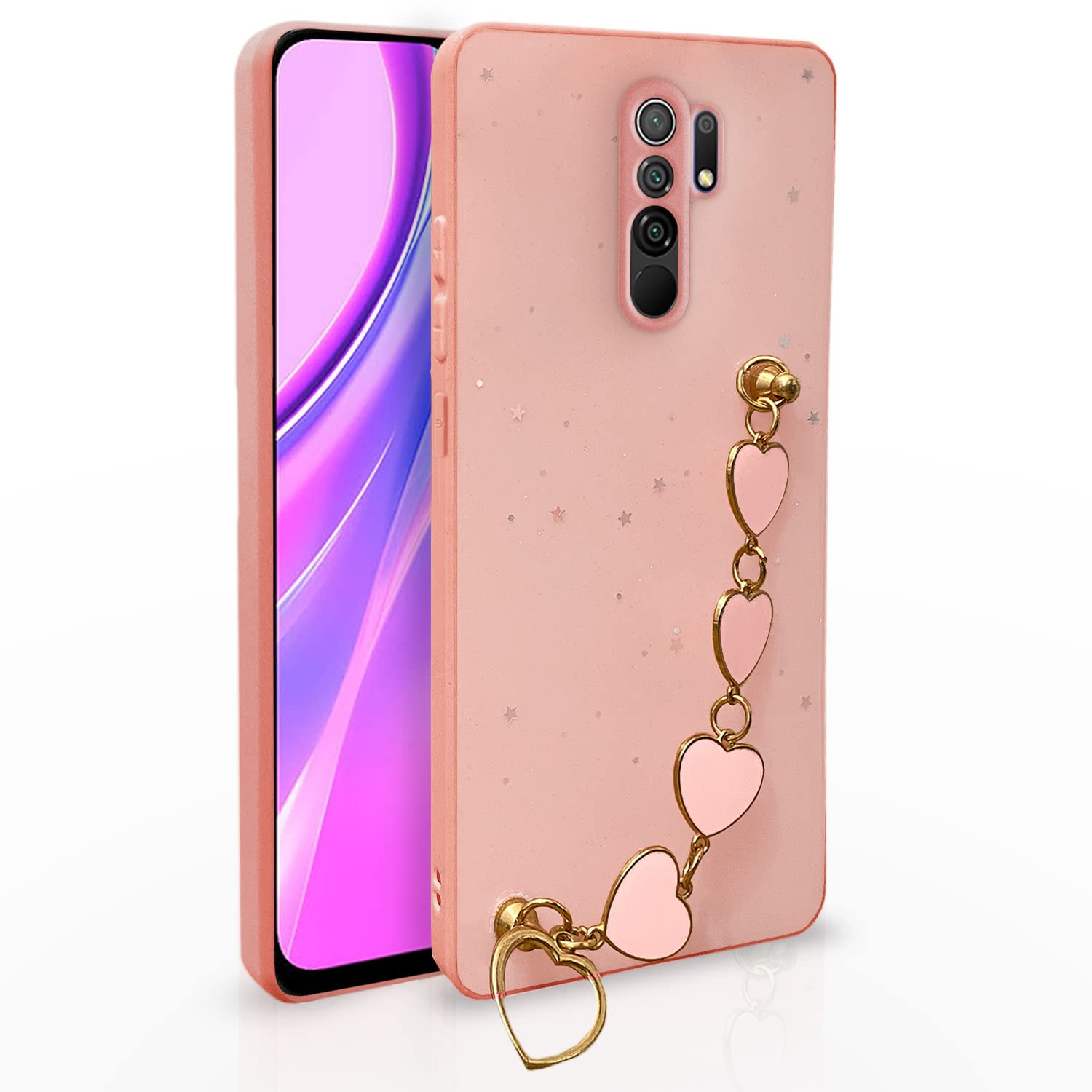 Pikkme pink Chain mobile back cover for Redmi 9 Prime