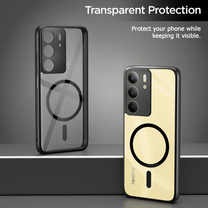 Pikkme Realme C71 Eagle 2 Mag-Safe Shockproof Hard Transparent Back Cover (Black)