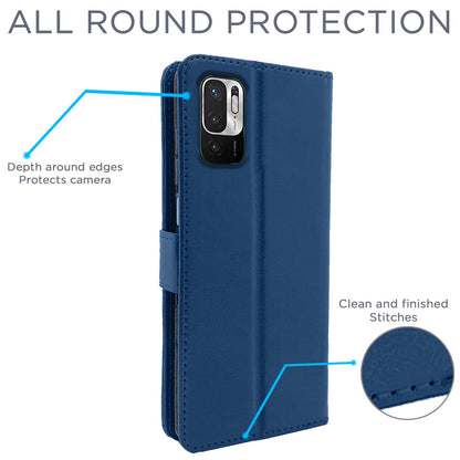 Pikkme Mi Redmi Note 10T 5G/Poco M3 Pro 5G Vintage Flip Cover (Blue)