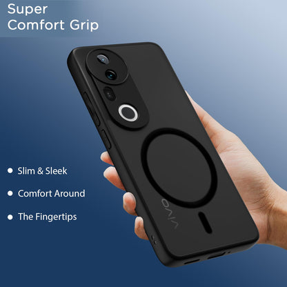 Pikkme Vivo T4 Ultra 5G Eagle 2 Mag-Safe Smoke Shockproof Hard Transparent Back Cover (Black)