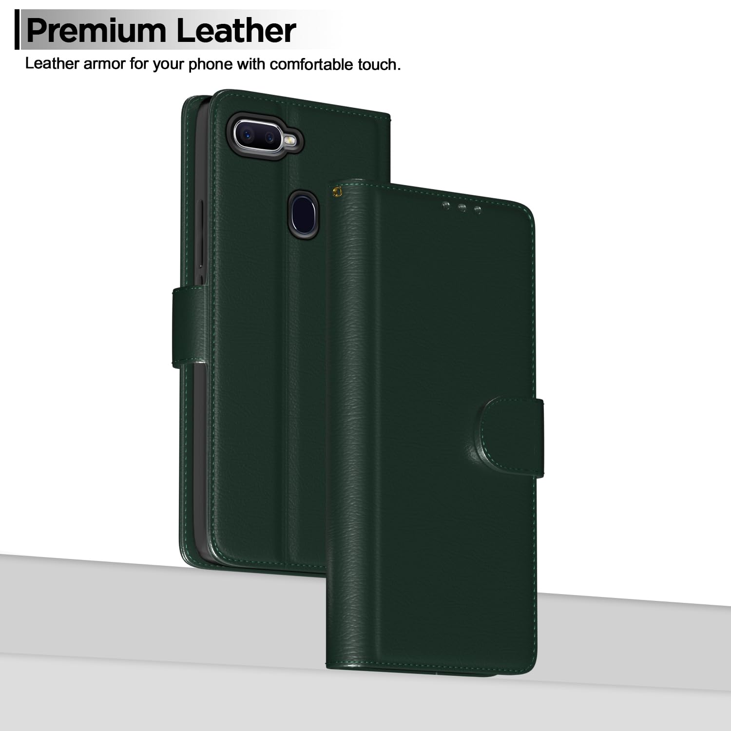 Oppo F9/F9 Pro/A5/A5S/A7/A11K/A12/Realme 2/2 Pro/U1 flip case in green by Pikkme – photo 2