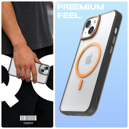 Pikkme black & orange mag-safe MagSafe back cover for iPhone 15 Plus – photo 2