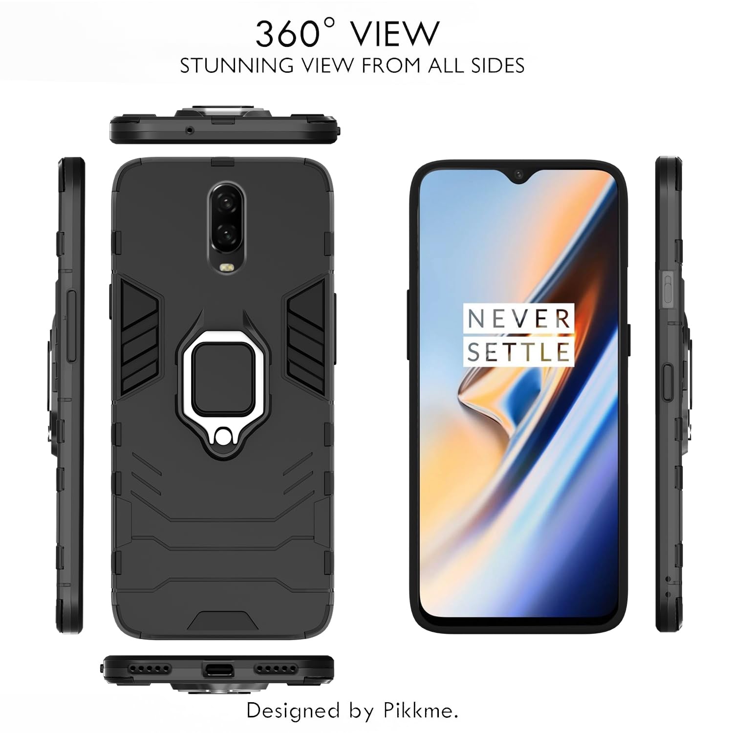 Pikkme OnePlus 6T D5 Tough Armor Back Cover | Black