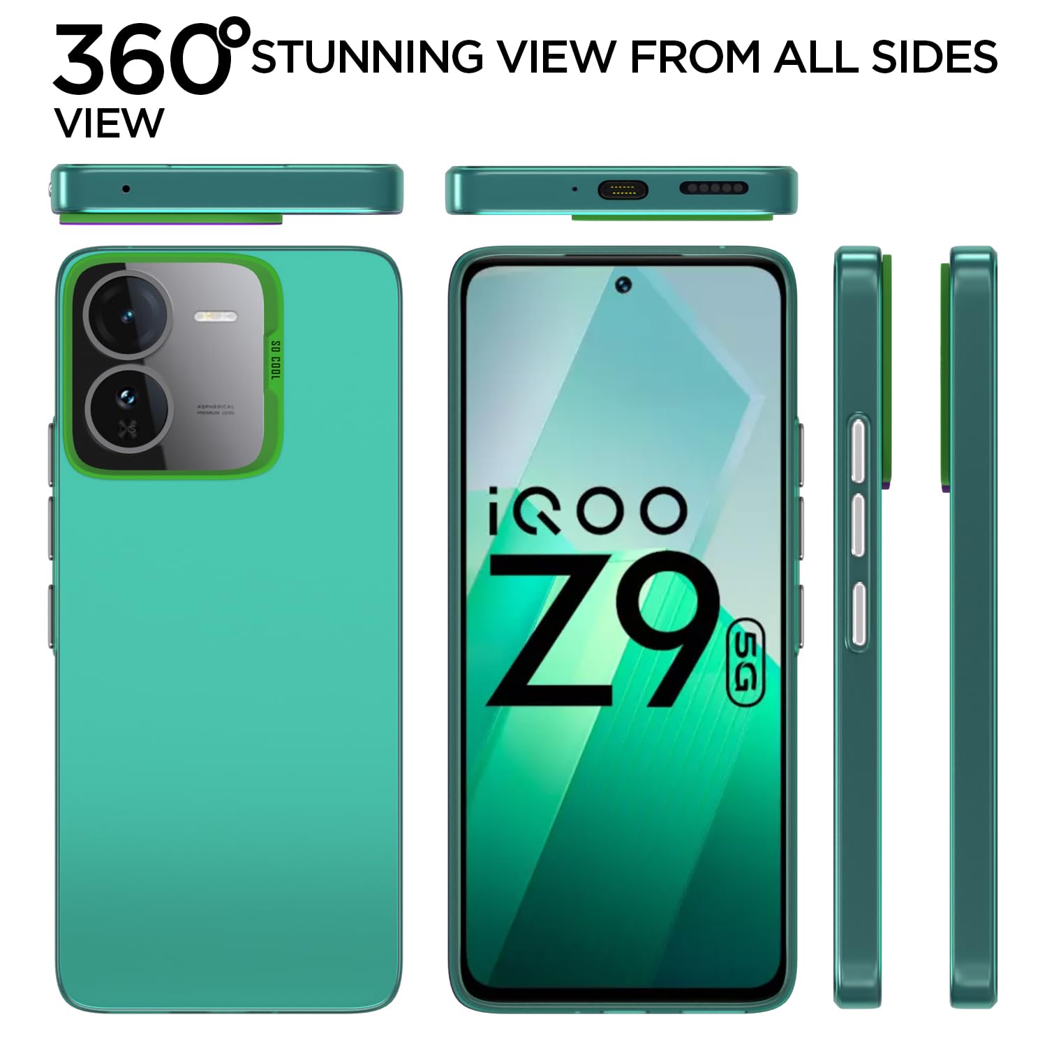 Pikkme iQOO Z9 5G So Cool Matte Finish Back Cover (Green)