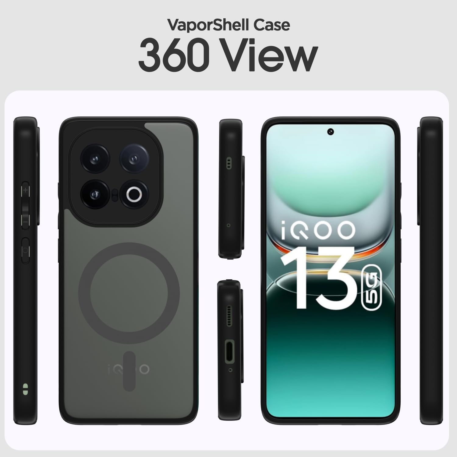 Pikkme black smoke mag-safe phone cover for iQOO 13 5G – photo 2