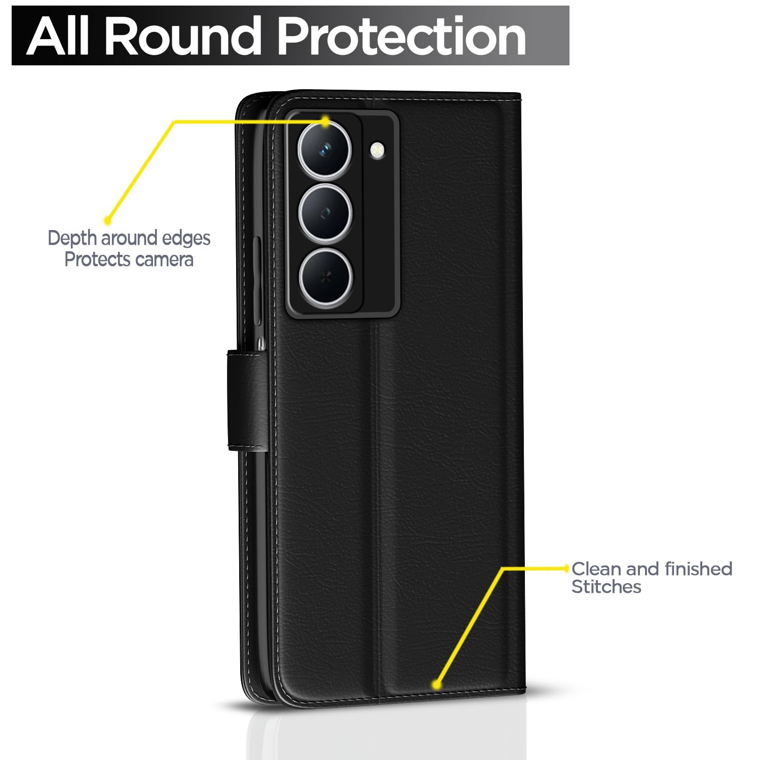 Black Wallet mobile flip cover for Realme Narzo 80x/P3x/14X 5G – Pikkme – photo 4
