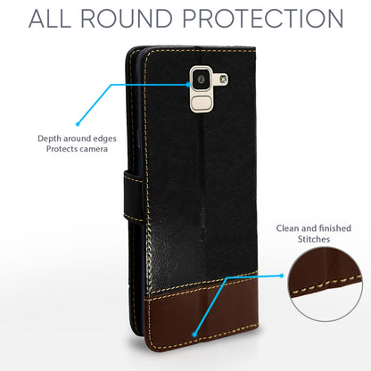 Black & brown Magnetic wallet flip cover for Samsung J6 2018 – Pikkme – photo 4