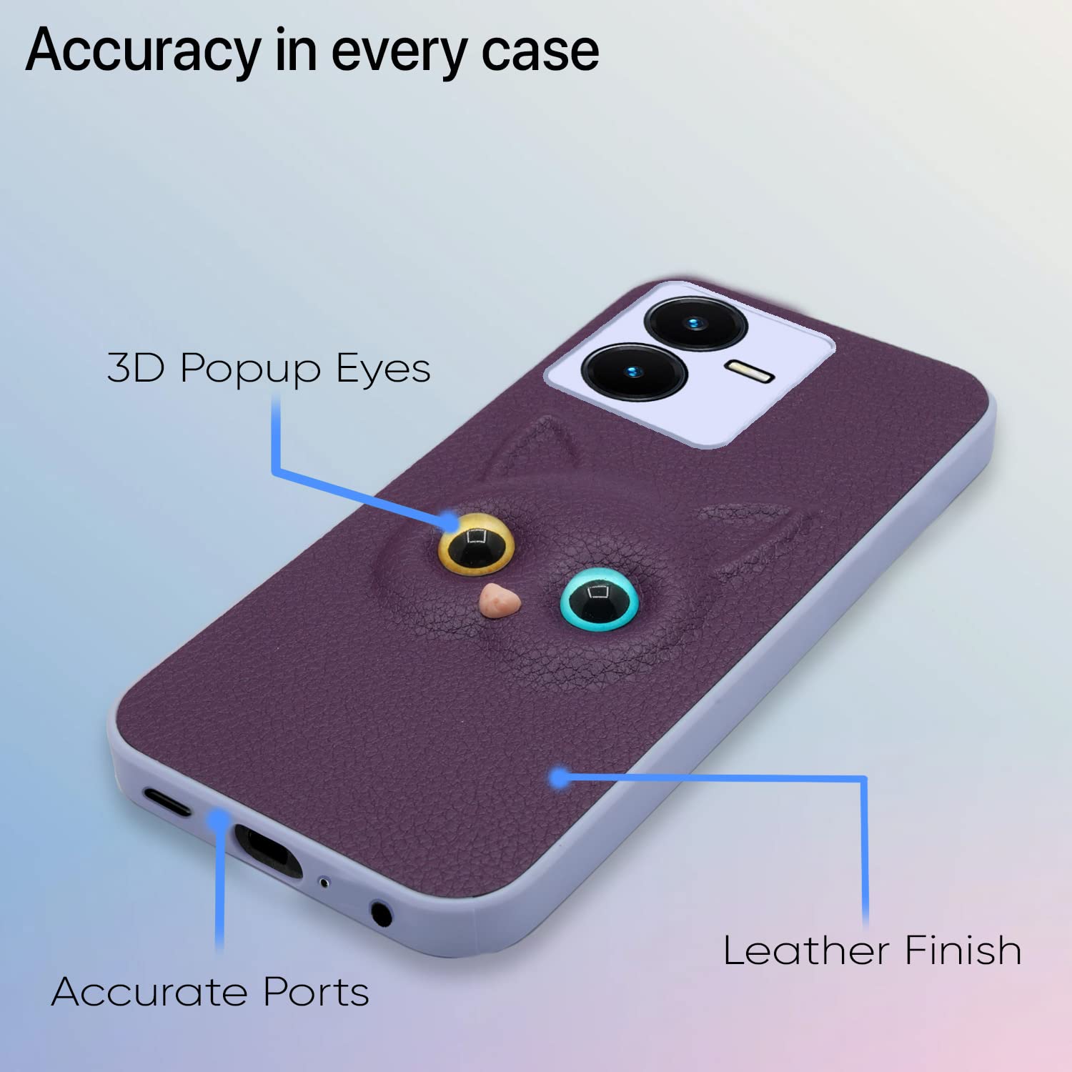 Pikkme Vivo Y22 Kitty Back Cover (Purple)