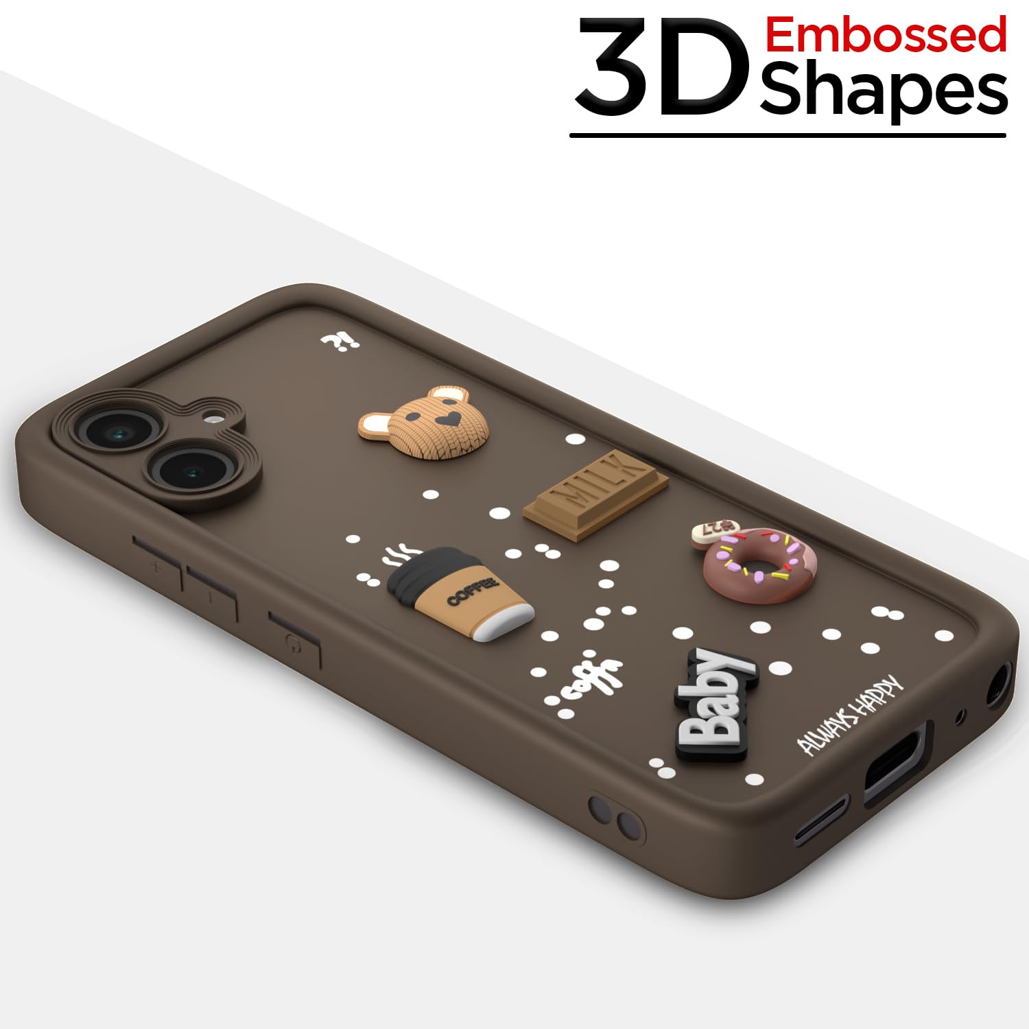 Pikkme Samsung Galaxy M05 / A05 / F05 Cute Fun Cartoon 3D Bear Coffee Back Cover (Brown)