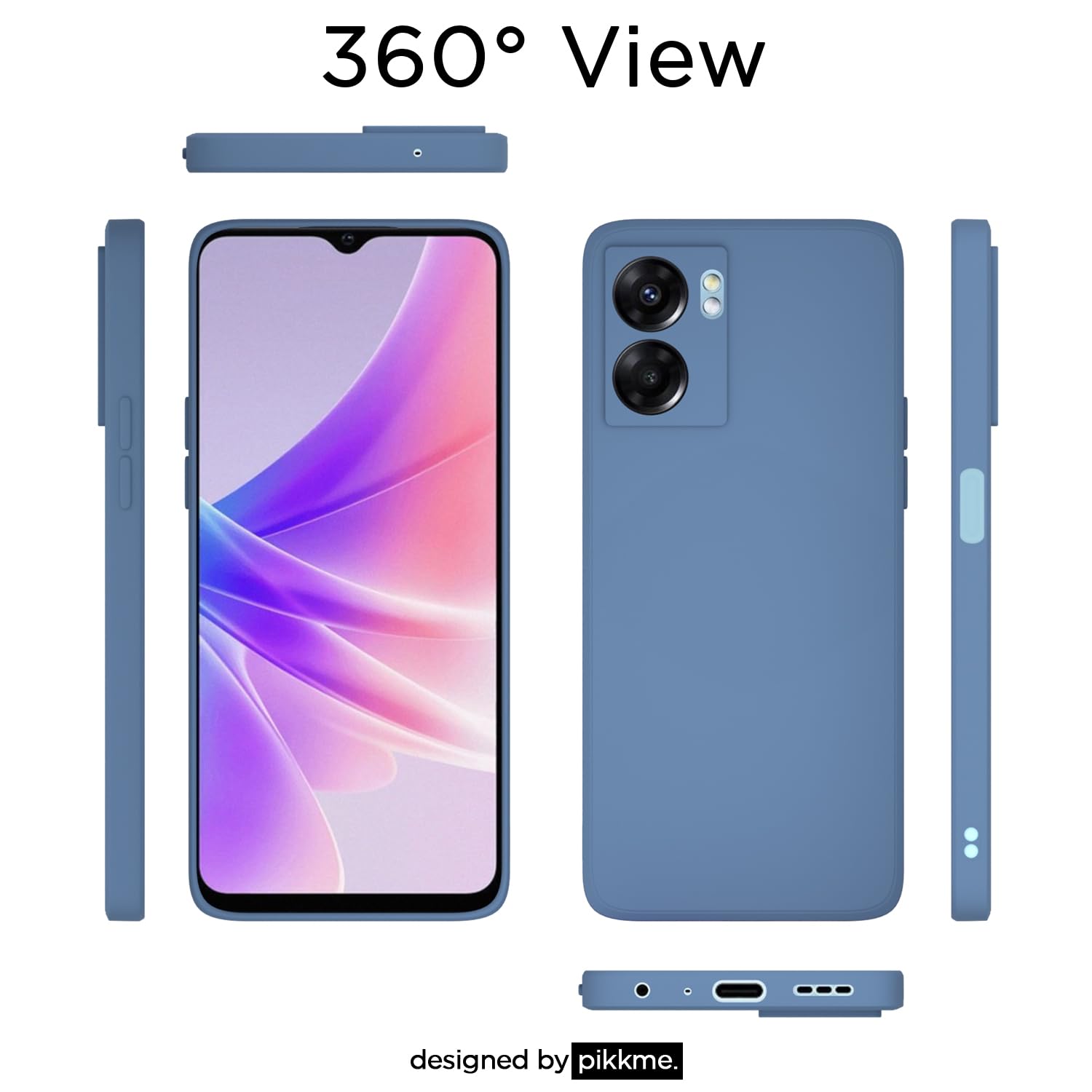 Pikkme  Oppo K10 5G Soft Matte Silicone Shockproof Case (Aqua Blue)