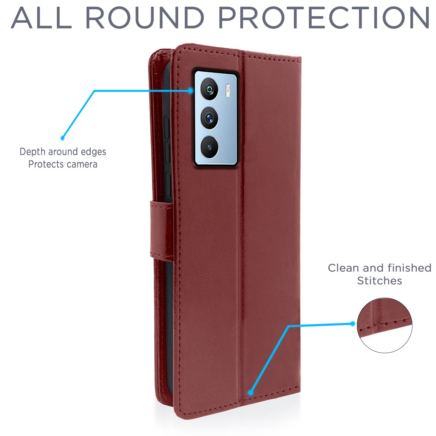 iQOO 9 SE 5G Magnetic flip case in brown by Pikkme – photo 4