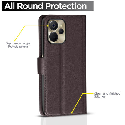 Pikkme Realme 9i 5G Vintage Flip Cover (Coffee)