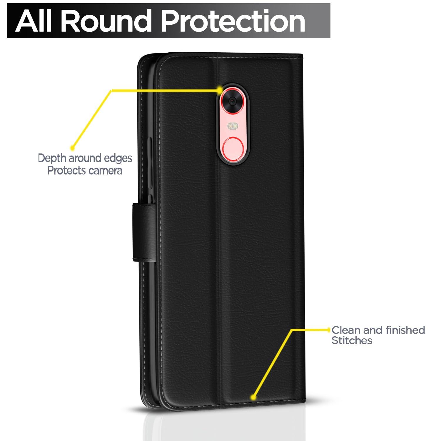 Pikkme black mobile flip cover for Redmi Note 5 – photo 4