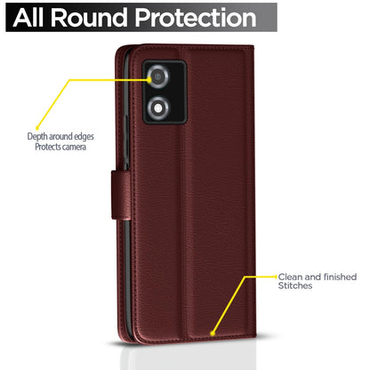 Moto E13 Wallet wallet flip cover in brown by Pikkme – photo 4