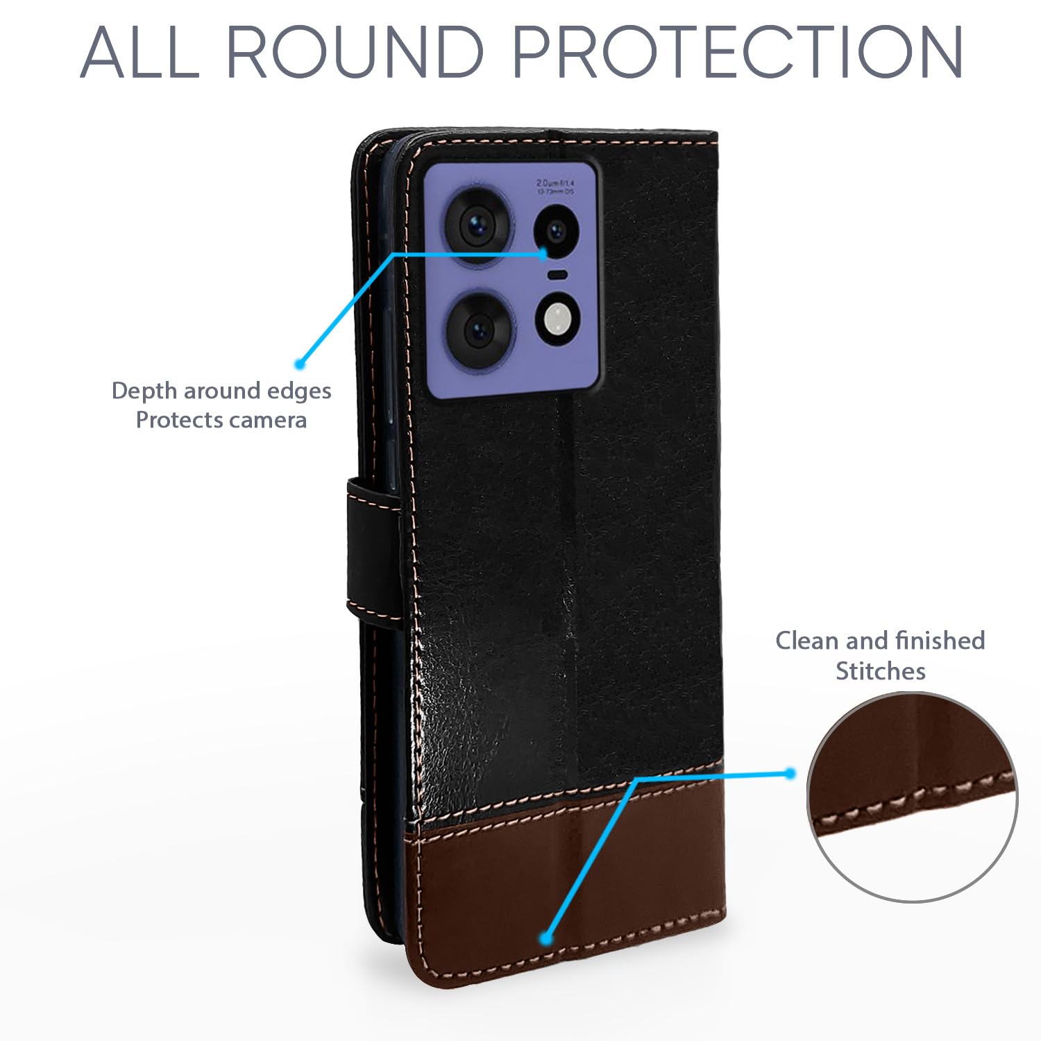Pikkme black & brown flip case for Moto Edge 50 Pro 5G – photo 2