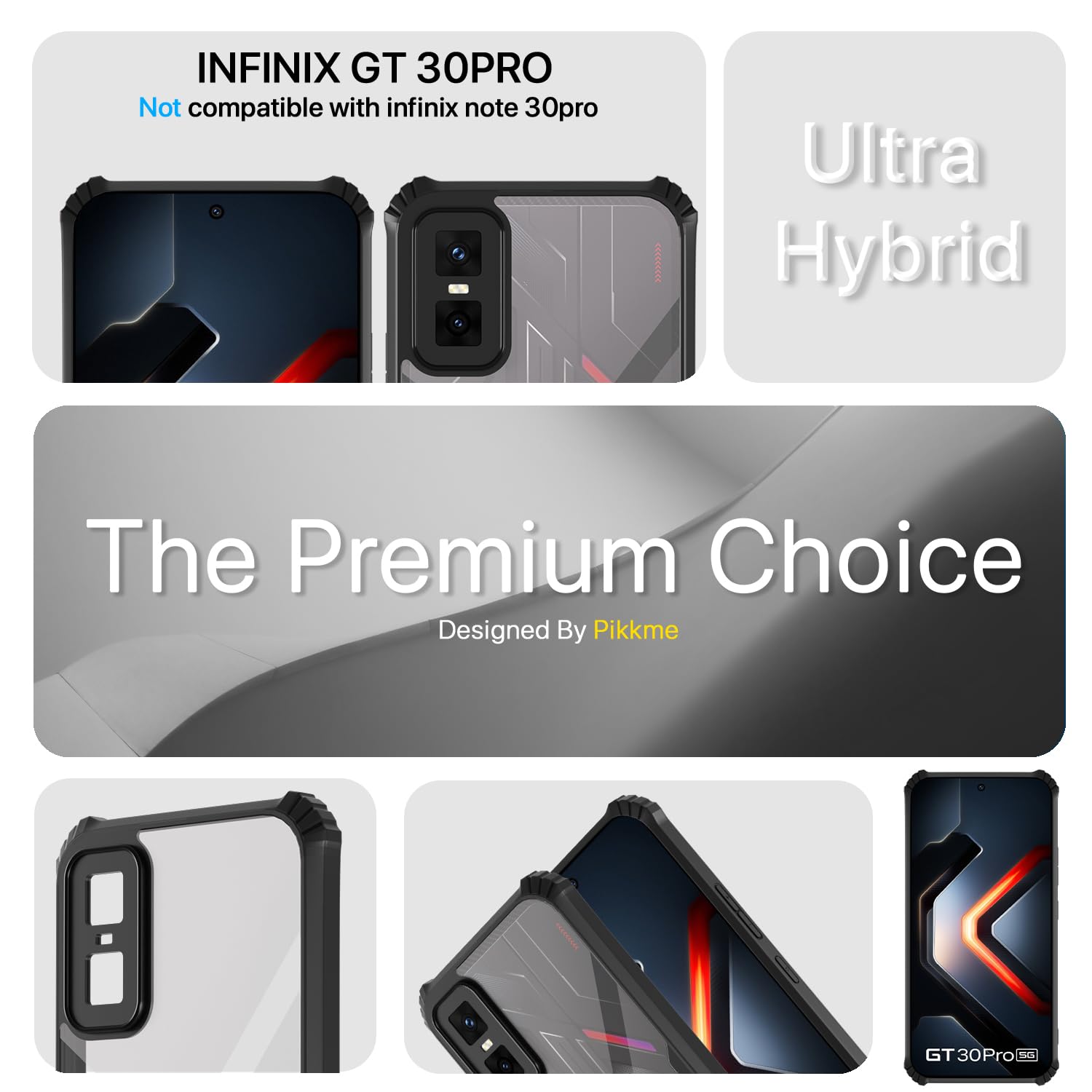 Pikkme Infinix GT 30 Pro 5G Eagle Crystal Clear Transparent Back Cover (Black)