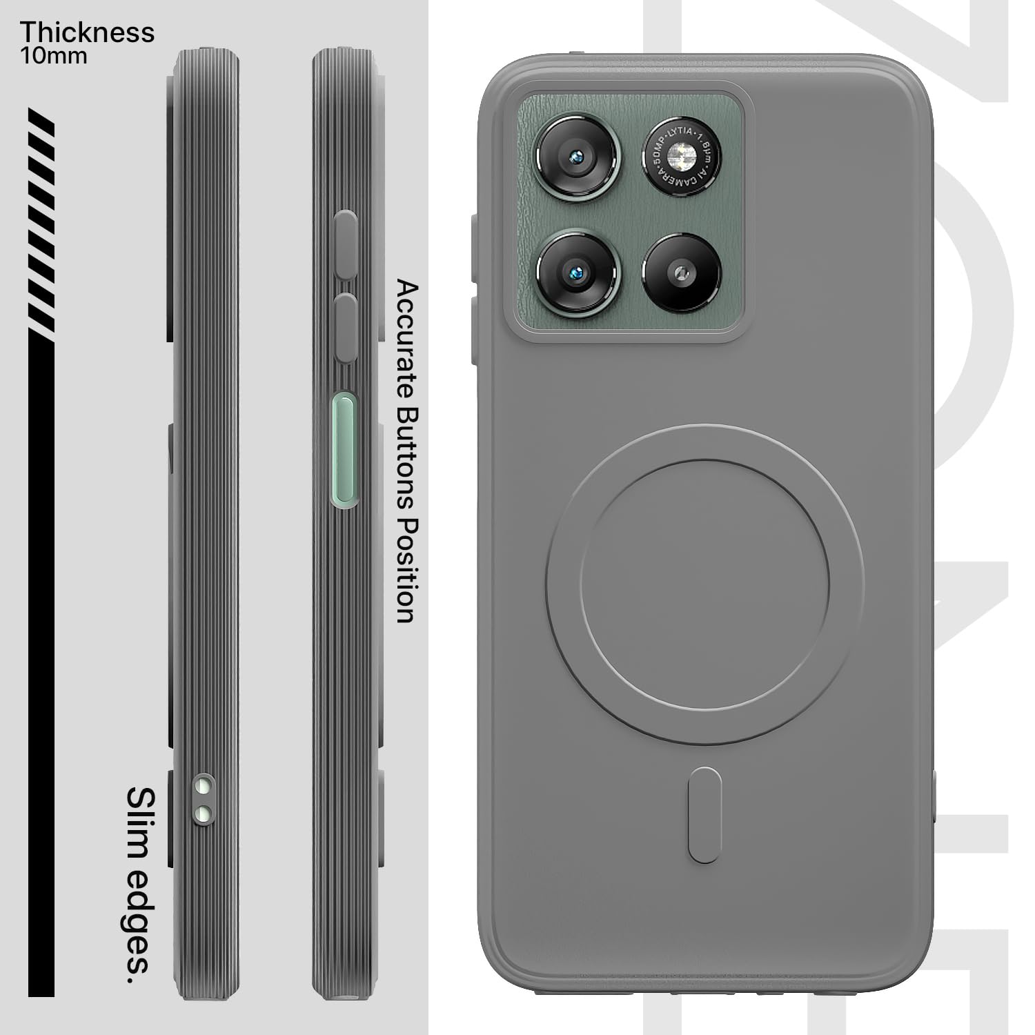 Grey MagSafe phone cover for Moto G67 Power/G57 Power/G Max 5G – Pikkme – photo 3