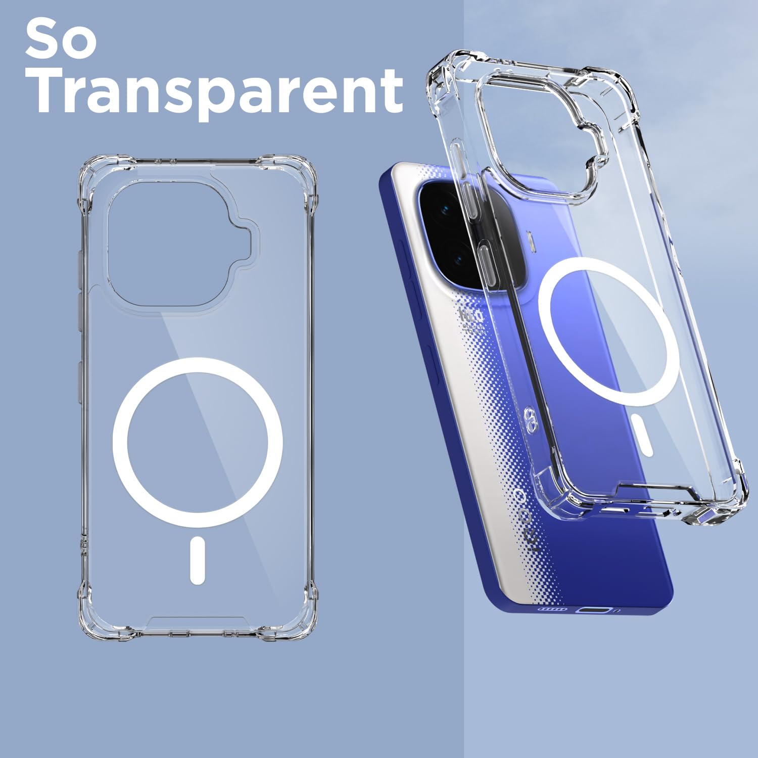 Pikkme iQOO Neo 10R/Z9 Turbo/Vivo Y200 GT 5G MagSafe transparent mag-safe phone cover – photo 2