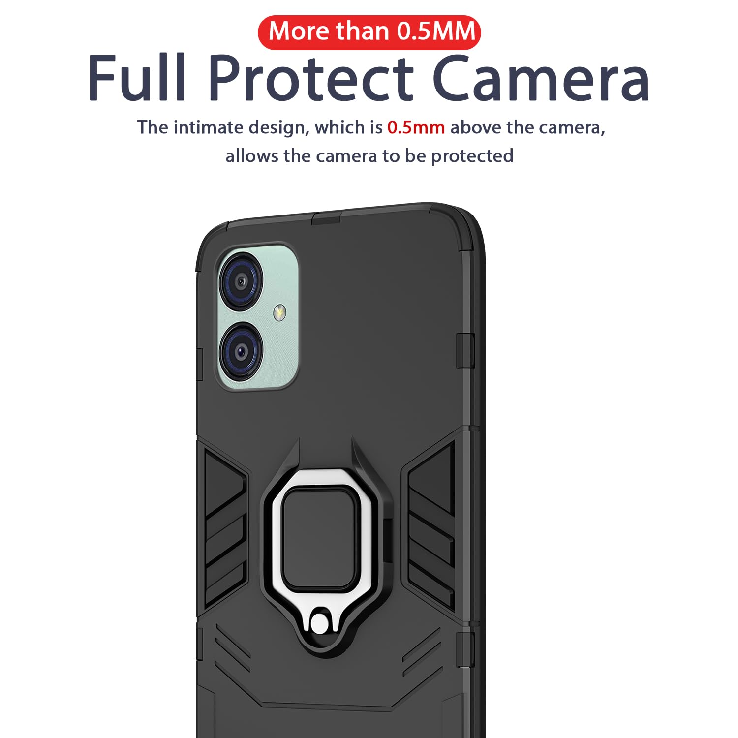 Pikkme Samsung Galaxy M04 / F04 / A04e D5 Tough Armor Back Cover | Black