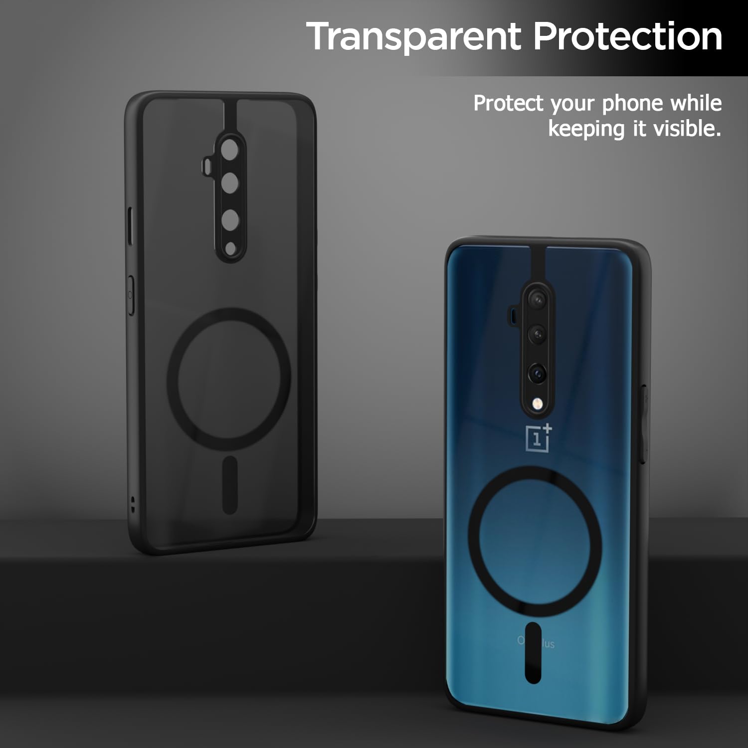 Pikkme black smoke mag-safe mobile back cover for OnePlus 7T Pro – photo 2