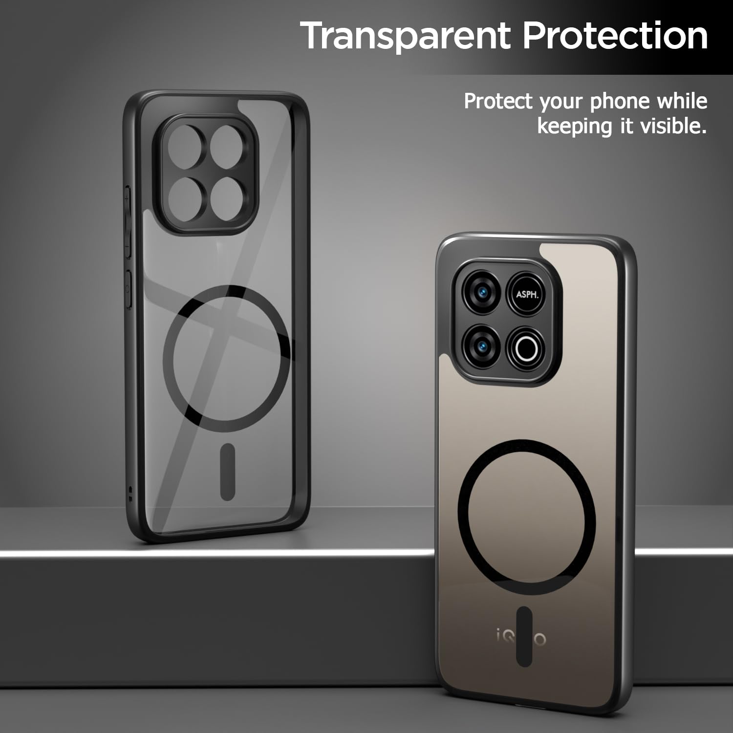 Pikkme Infinix GT 30 Pro 5G Eagle 2 Mag-Safe Shockproof Hard Transparent Back Cover (Black)