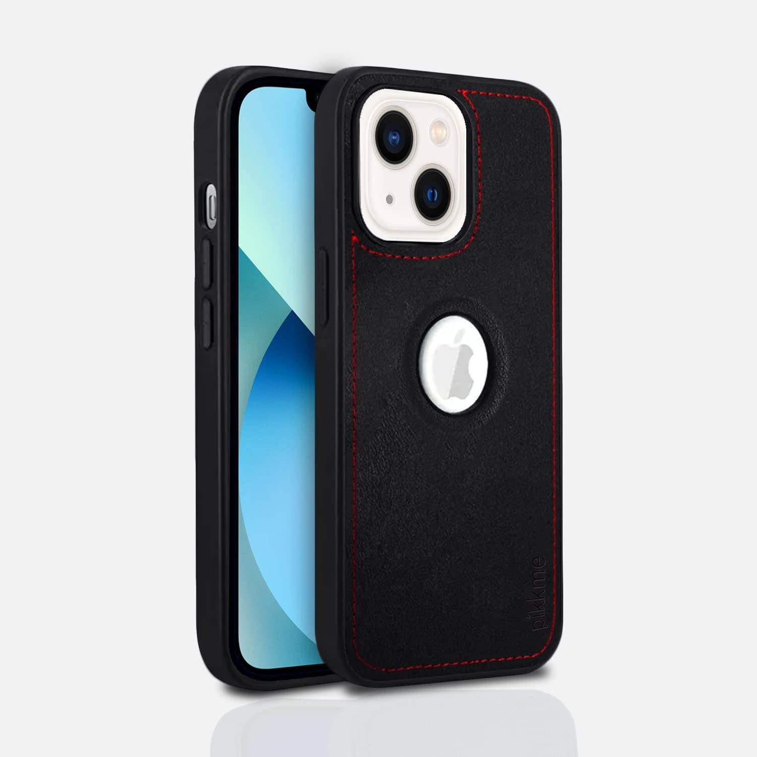 Pikkme iPhone 13 Luxe Series Velvet Inner Finish with PU Leather Back Case (Black)
