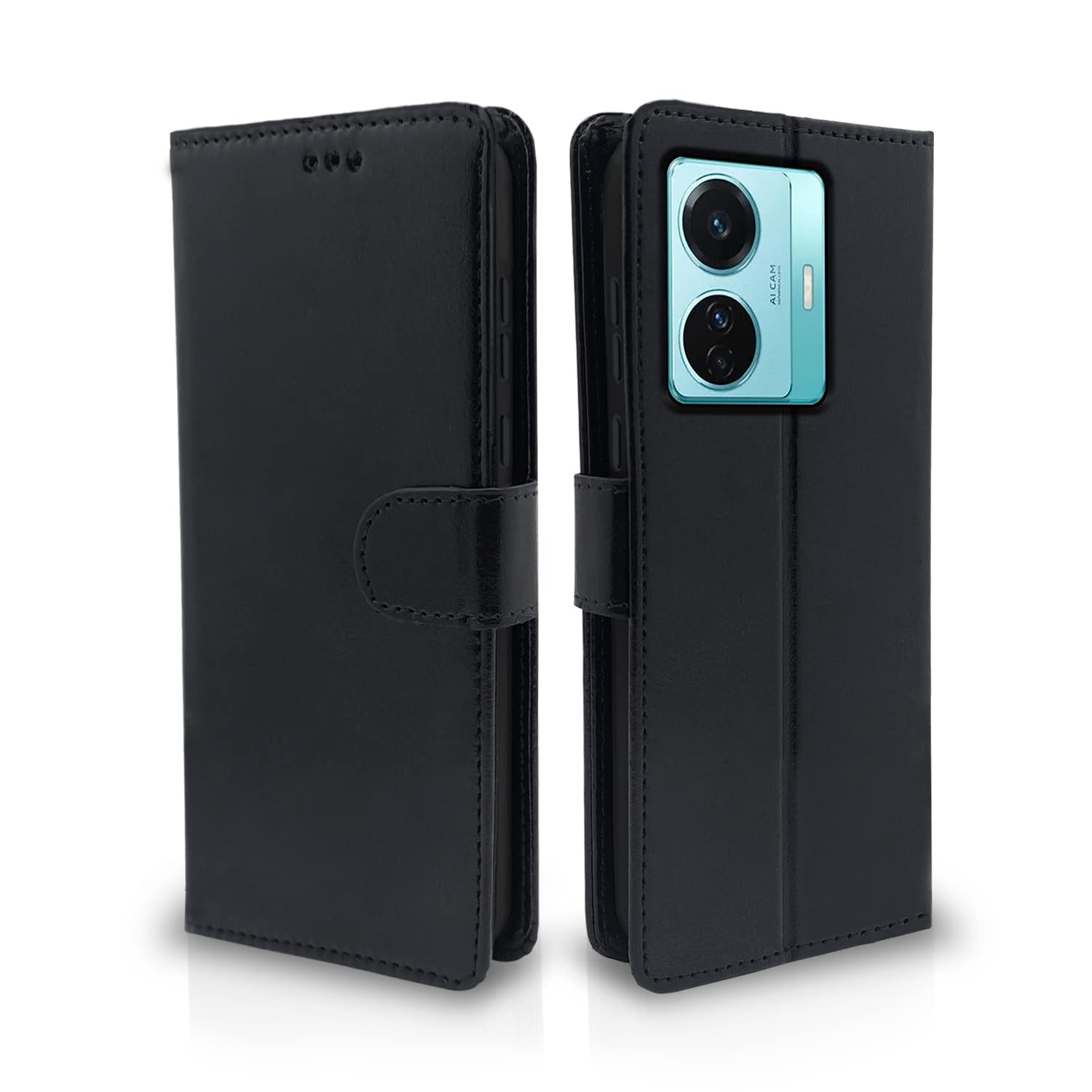 Pikkme black mobile flip cover for Vivo T1 Pro/iQOO Z6 Pro 5G