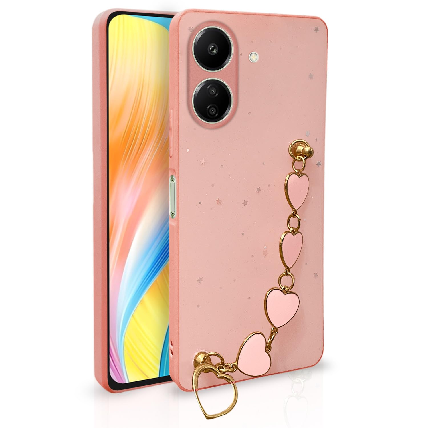 Pikkme Redmi 13C 4G/Poco C65 Chain pink phone cover