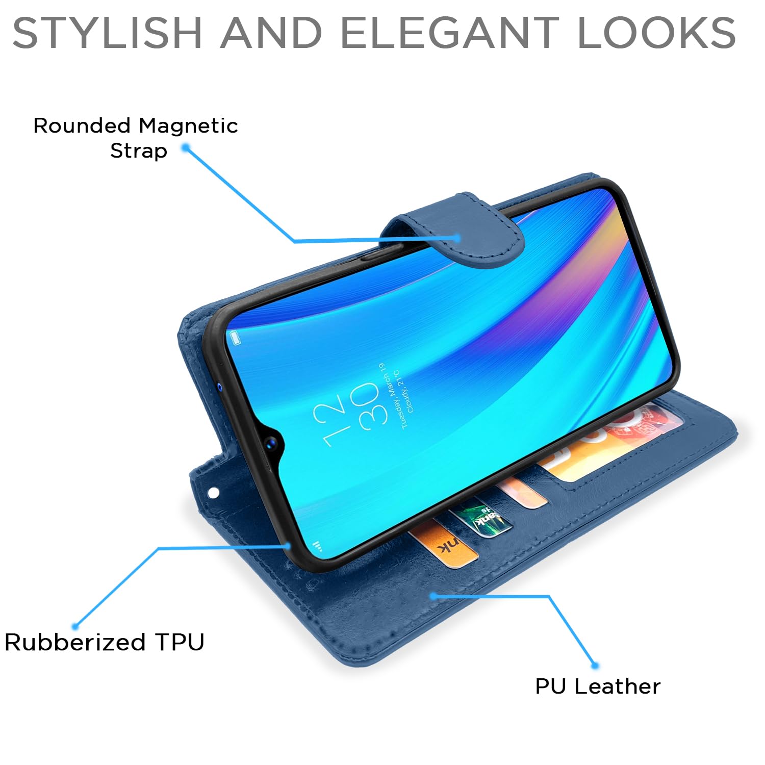 Pikkme Realme 3 Pro Vintage Flip Cover (Blue)