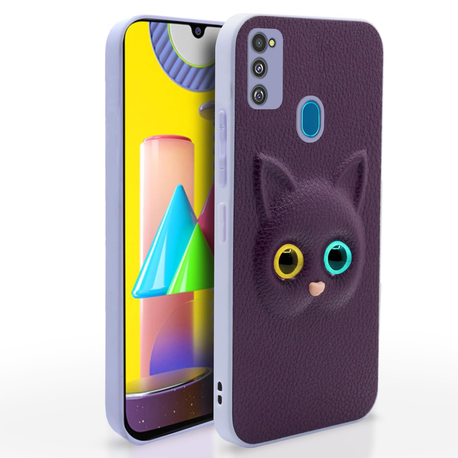 Samsung M21/M30s/M21 2021 Cat mobile back cover in purple by Pikkme