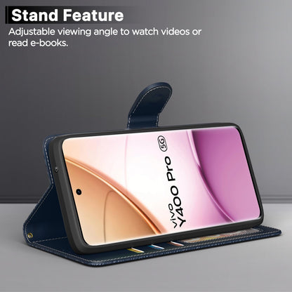 Pikkme Vivo Y400 Pro 5G Contrast Flip Cover (Blue)