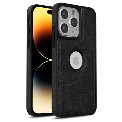 Pikkme iPhone 14 pro max Leather Back Case  - Black
