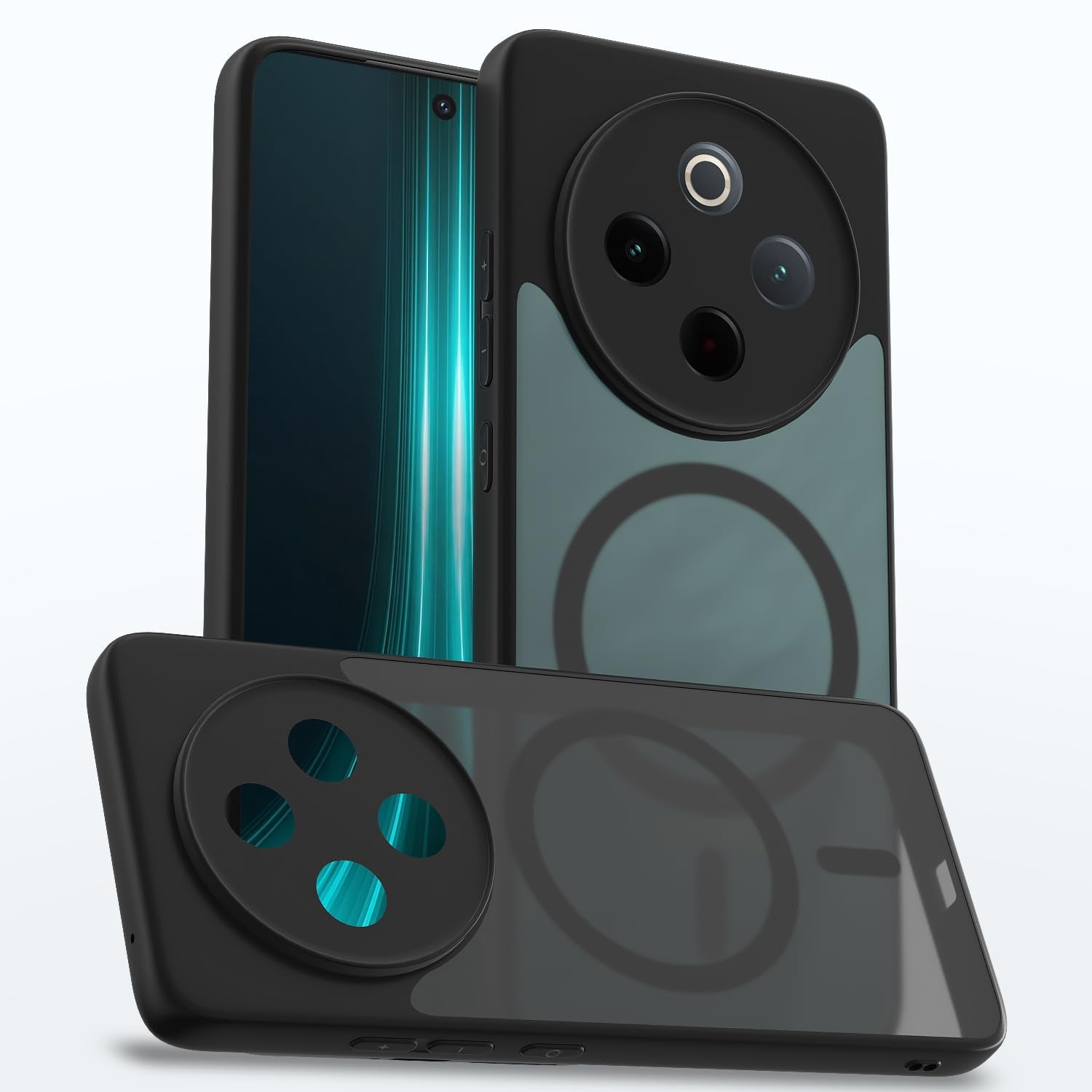 Vivo T4/iQOO Z10 5G MagSafe phone cover in black smoke mag-safe by Pikkme