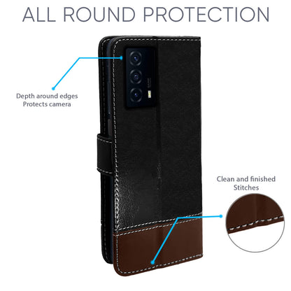Pikkme black & brown wallet flip cover for iQOO Z5 5G – photo 4