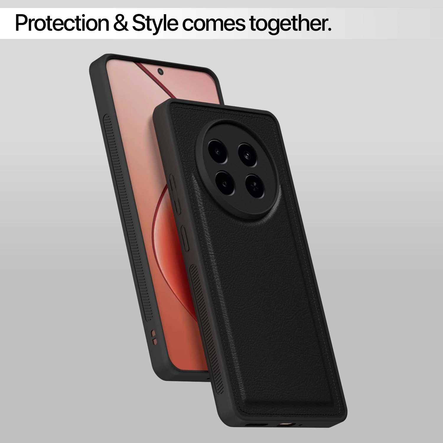 Pikkme Realme 13 Plus 5G / Realme P1 Speed 5G Leatherback Back Case | Black