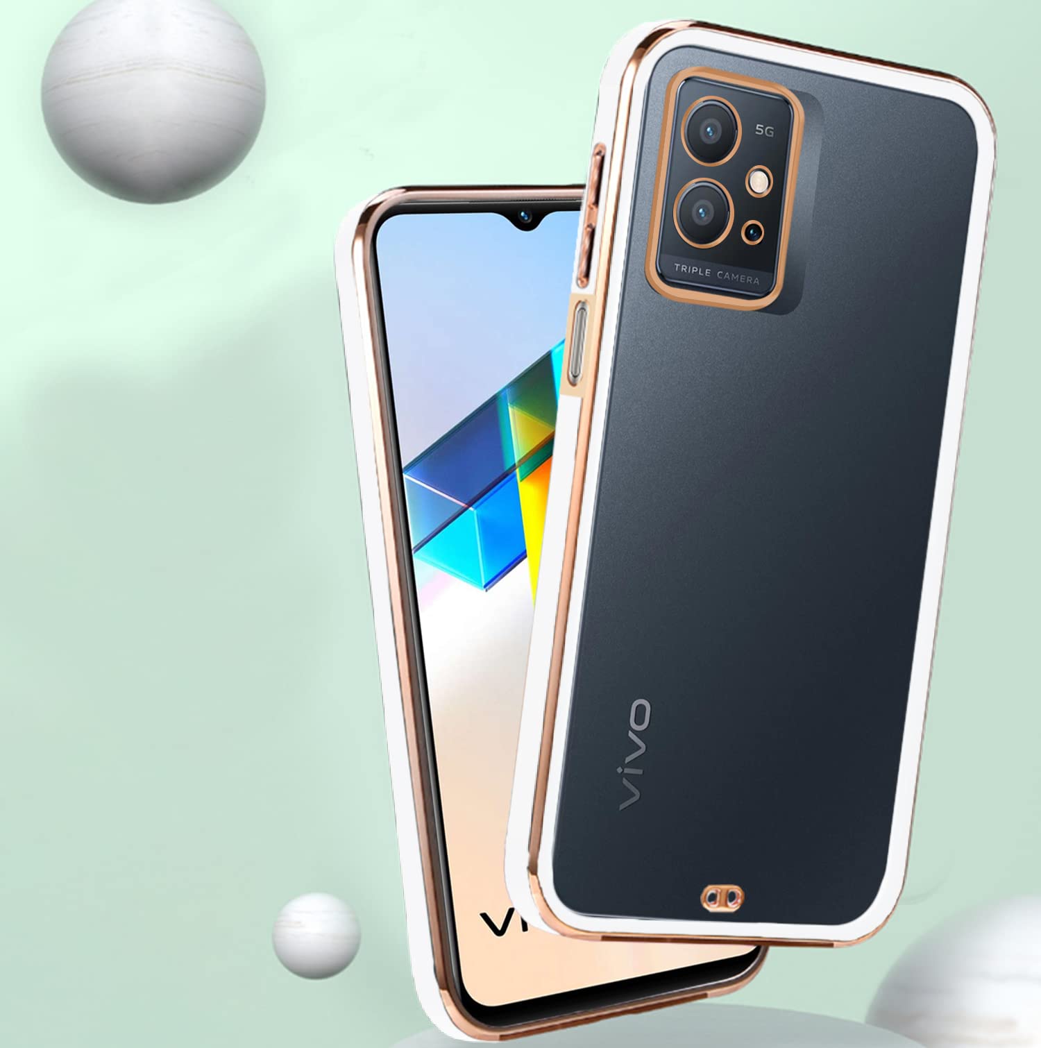 Vivo T1/Y75/iQOO Z6 5G Chrome back cover in white by Pikkme – photo 5