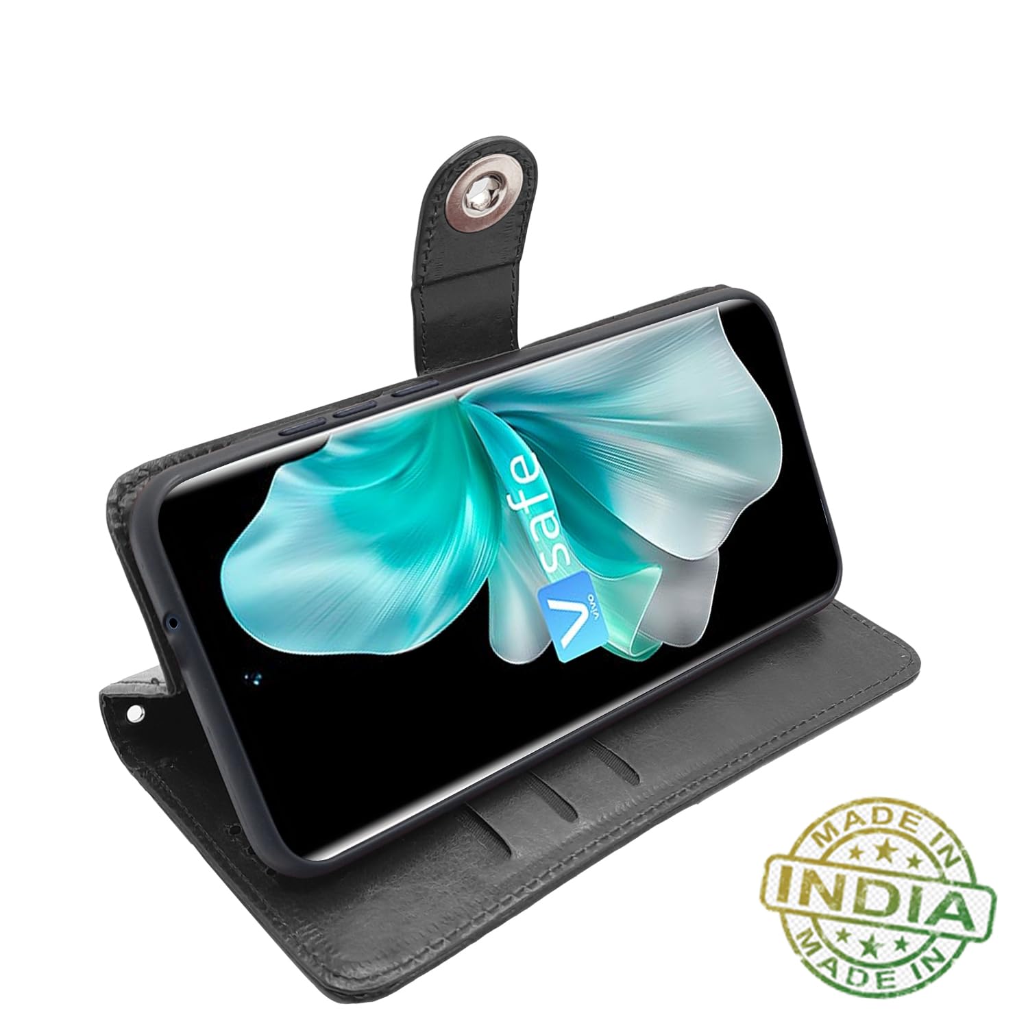 Vivo V30 5G Button flip case in black by Pikkme – photo 5