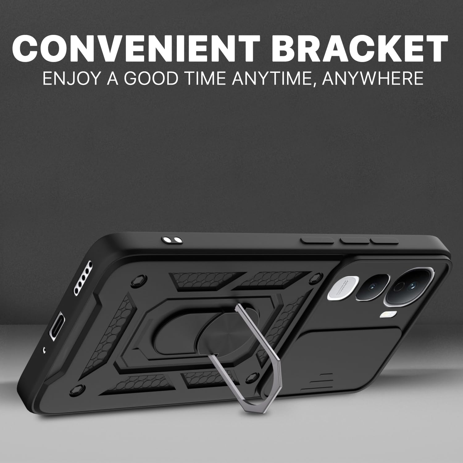 Pikkme Vivo Y400 Pro 5G D10 Tough Armor Back Cover (Black)