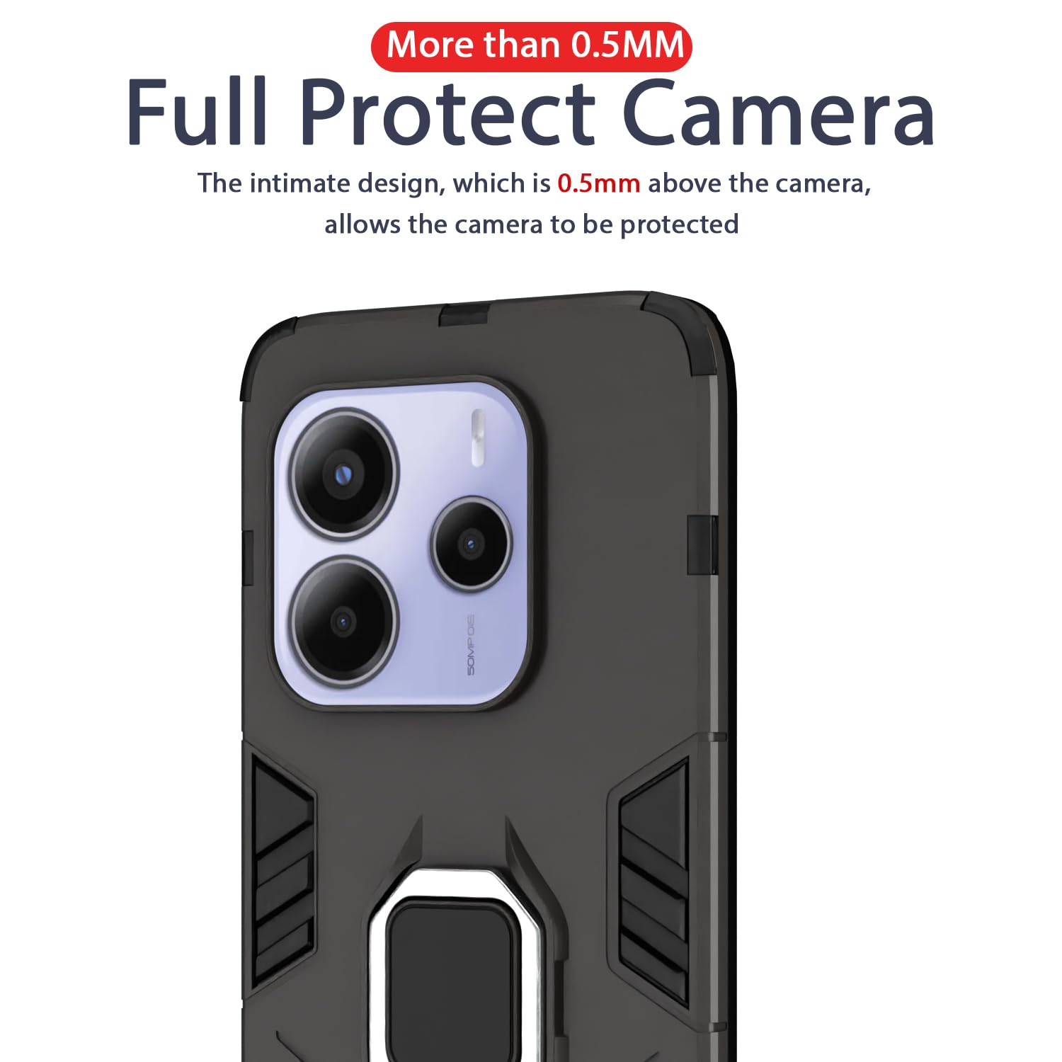 Pikkme Redmi Note 14 5G D5 Tough Armor black back cover – photo 7