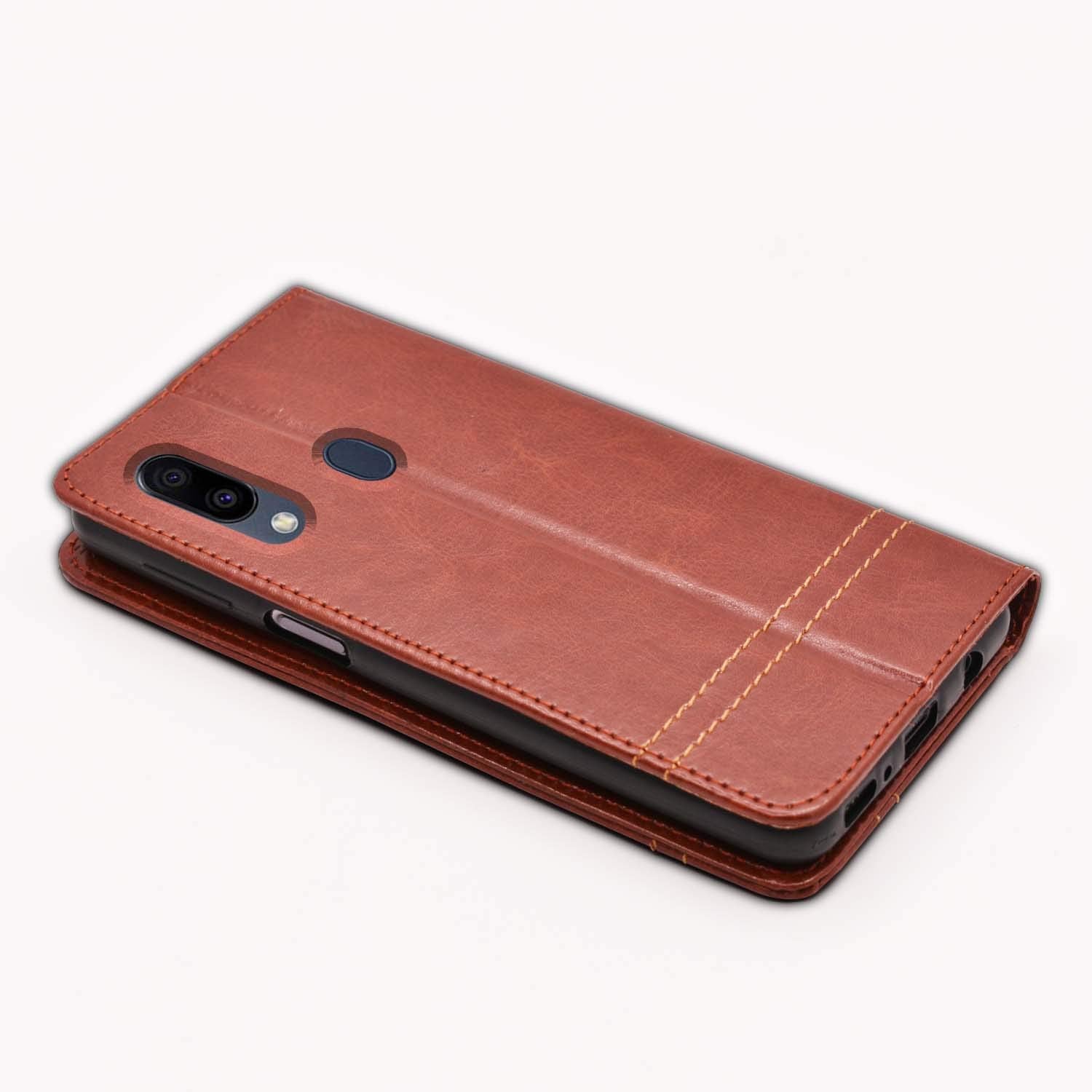 Pikkme Samsung Galaxy M20  Magnetic Flip Cover (Brown)